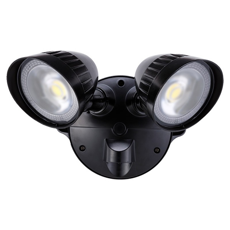 LED Spotlight 2 x 20W (Black) | Security Lighting
